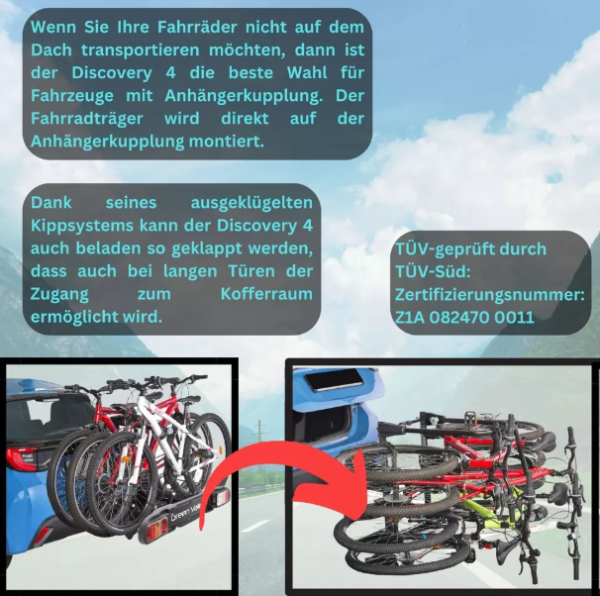 Fahrradträger Discovery 4 für 4 Fahrräder oder E-Bikes – Bild 3
